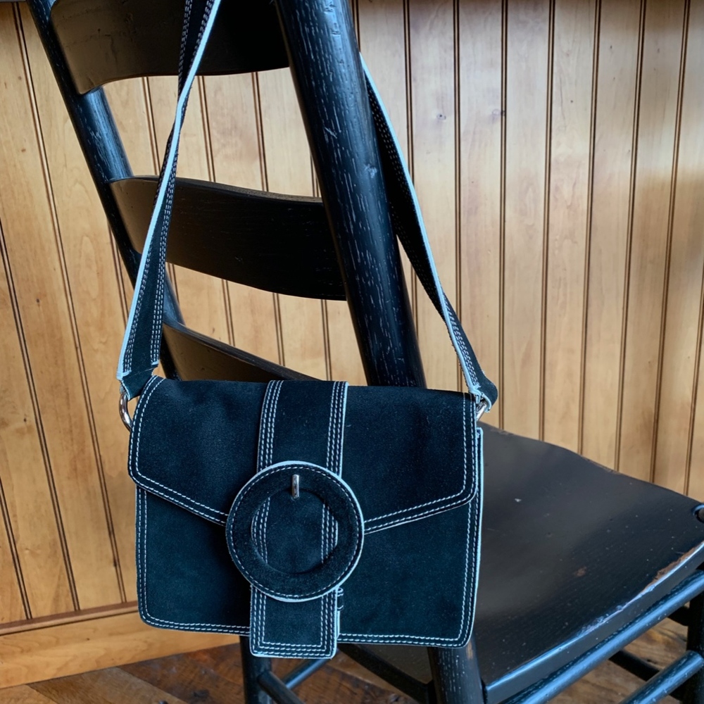 Banana Republic Black & Cream Suede Purse